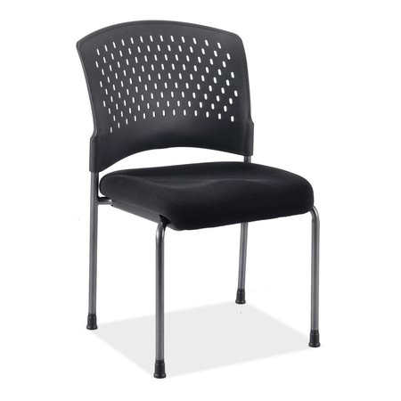 OFFICESOURCE Aero Collection Armless Guest or Side Chair with Black Fabric Seat and Titanium Frame 3220TGFBK